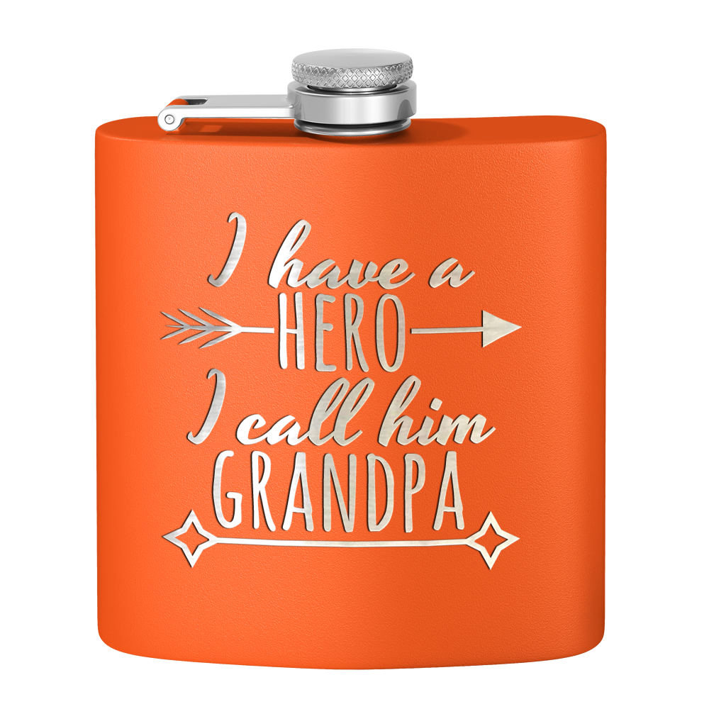 Grandpa Hero 6 oz Stainless Steel Hip Flask