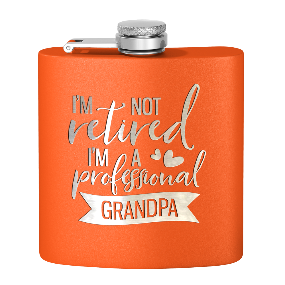 Professional Grandpa 6 oz Stainless Steel Hip Flask