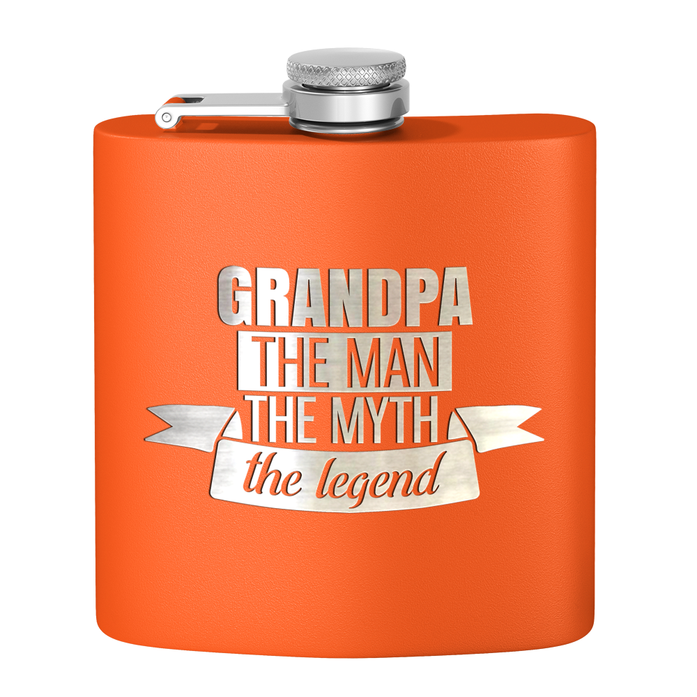 Grandpa The Man 6 oz Stainless Steel Hip Flask