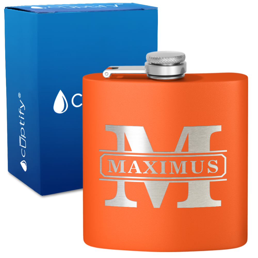 Personalized Vintage Block 6oz Hip Flask