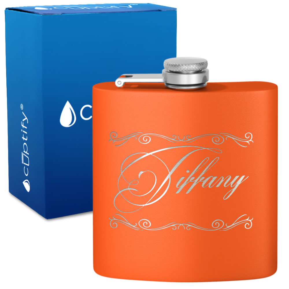 Personalized Scroll Script 6oz Hip Flask