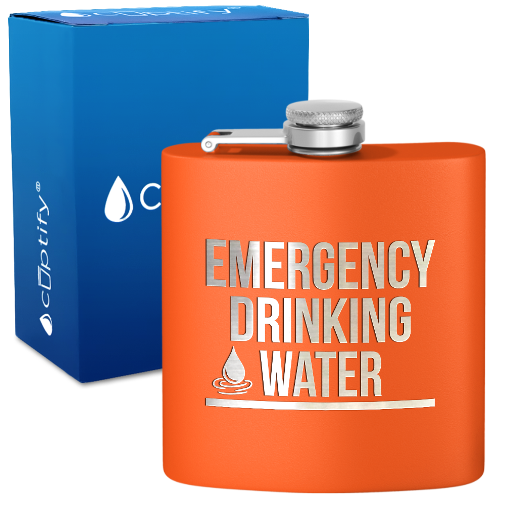 Emergency Drinking Water 6 oz Stainless Steel Hip Flask