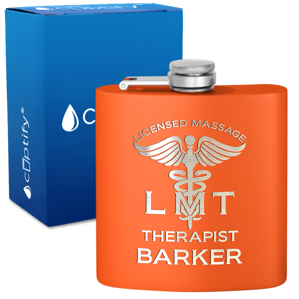 Personalized LMT Licensed Massage Therapist 6oz Stainless Steel Hip Flask