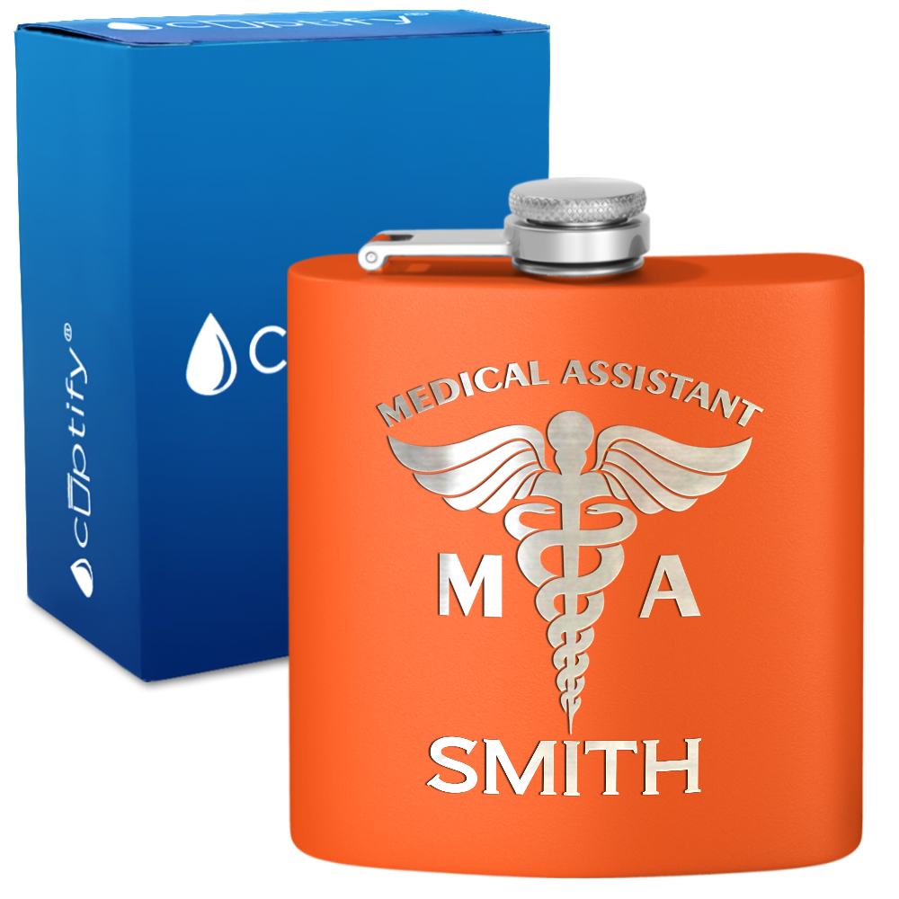 Personalized MA Medical Assistant 6oz Stainless Steel Hip Flask