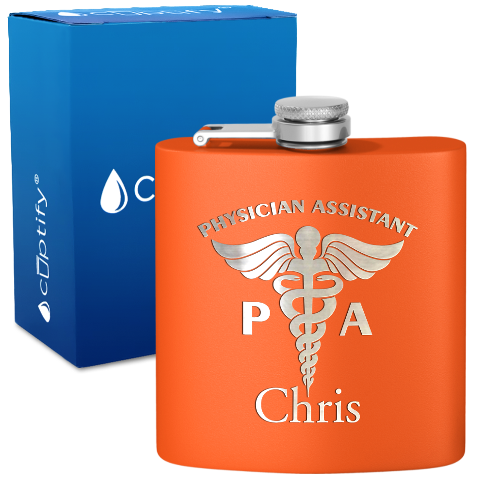 Personalized PA Physician Assistant 6oz Stainless Steel Hip Flask