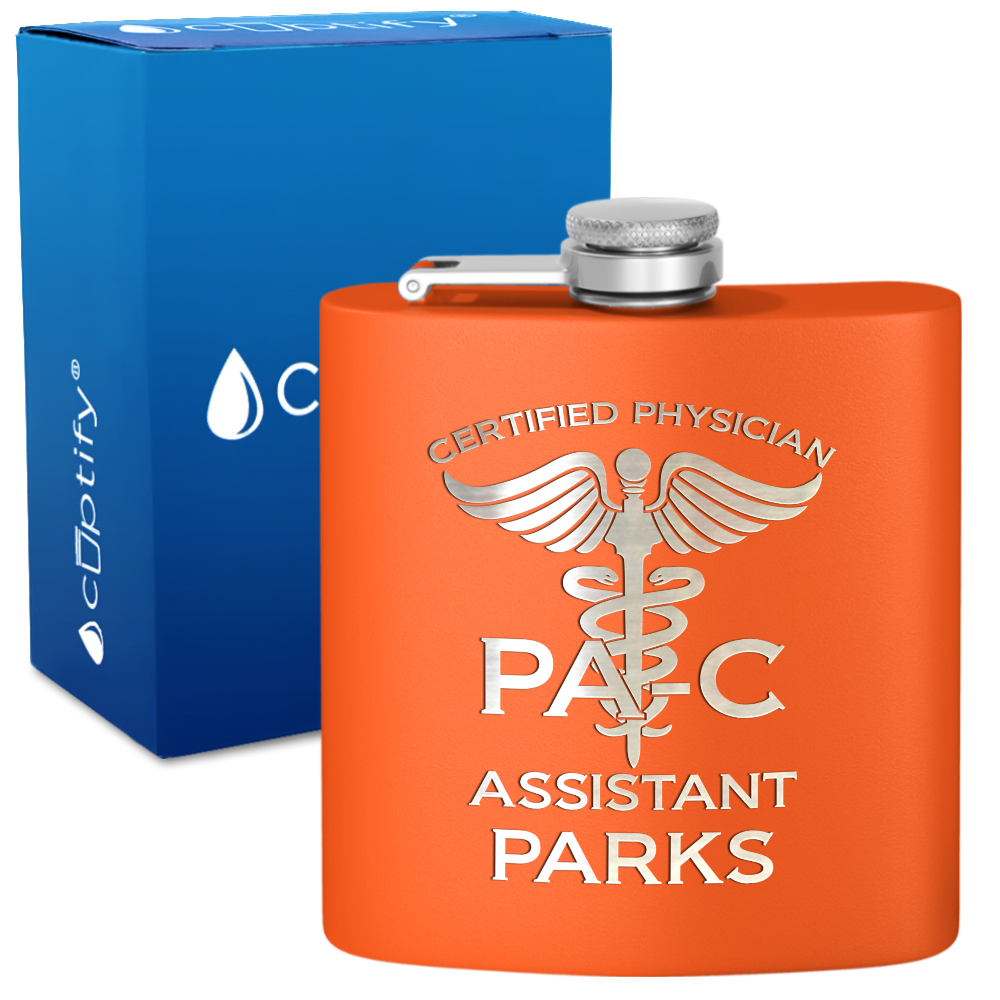 Personalized PA-C Certified Physician Assistant 6oz Stainless Steel Hip Flask