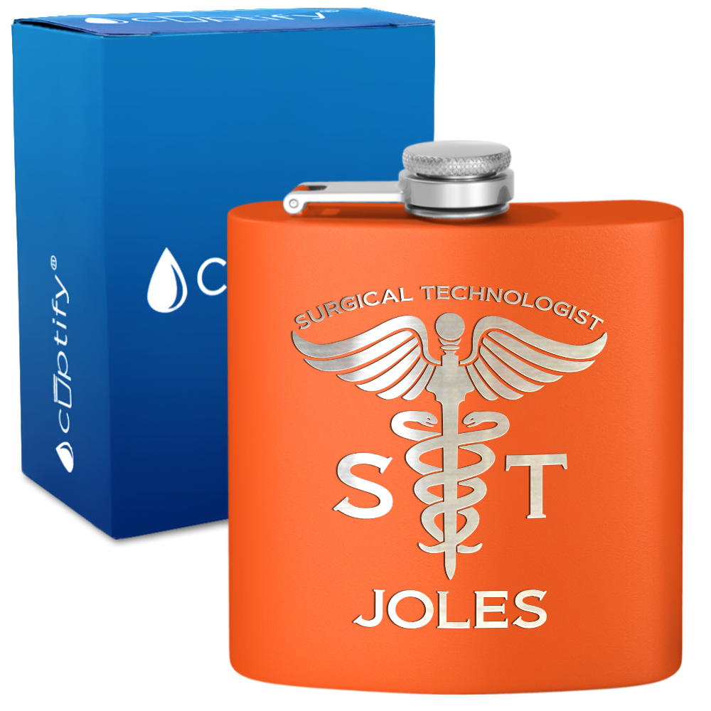 Personalized ST Surgical Technologist 6oz Stainless Steel Hip Flask