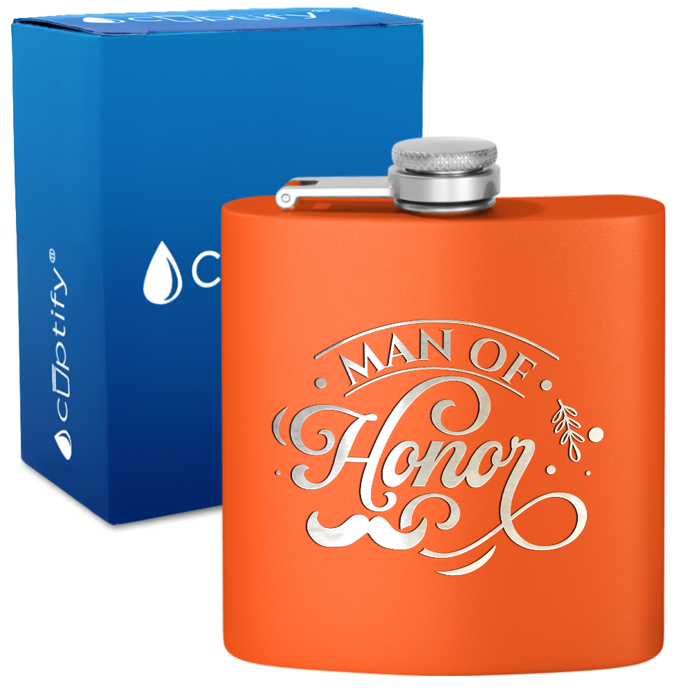 Man of Honor 6 oz Stainless Steel Hip Flask
