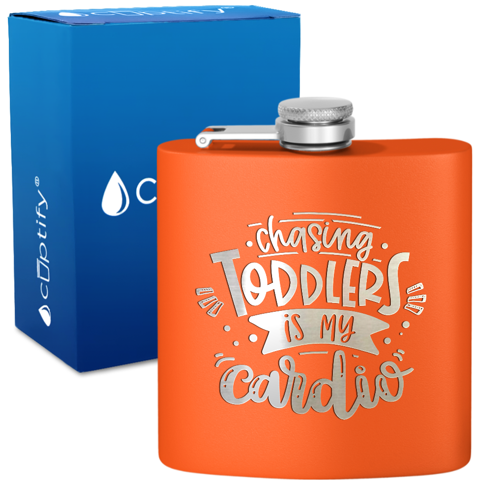 Chasing Toddlers Is My Cardio 6 oz Stainless Steel Hip Flask
