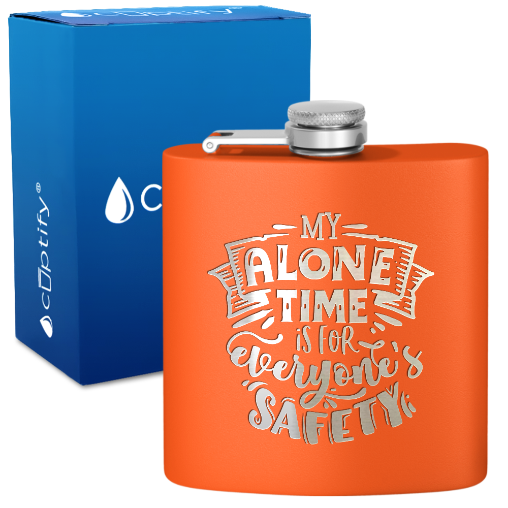 My Alone Time 6 oz Stainless Steel Hip Flask