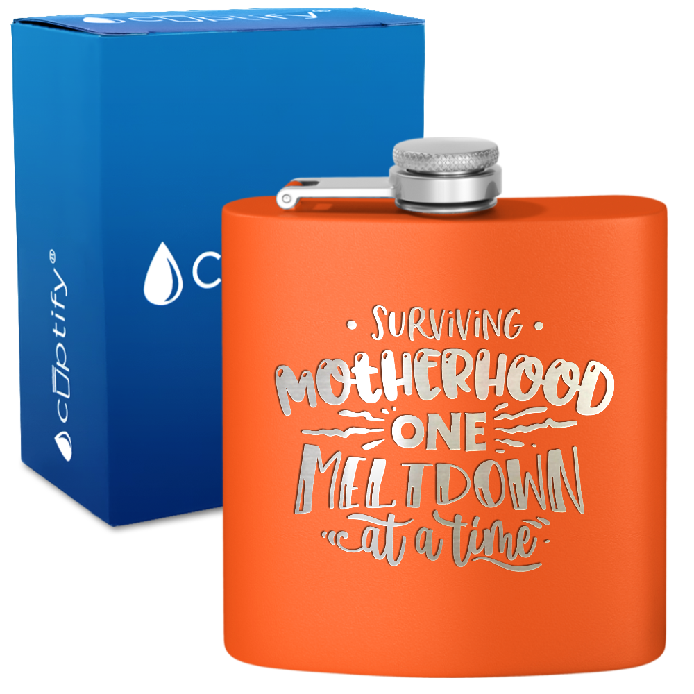 Surviving Motherhood 6 oz Stainless Steel Hip Flask