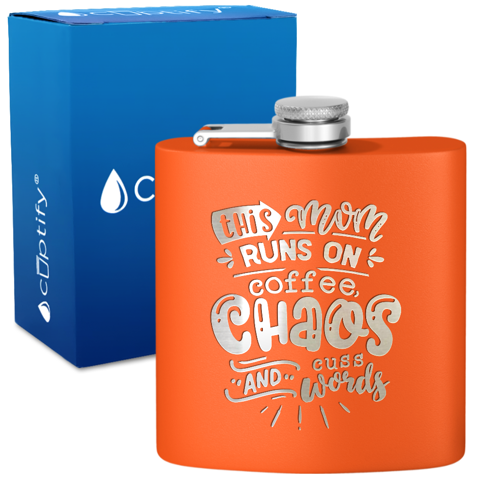 This Mom Runs On Coffee 6 oz Stainless Steel Hip Flask