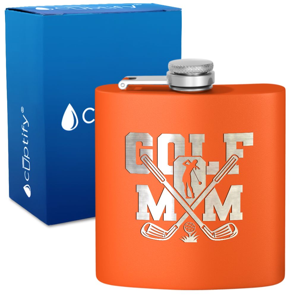 Golf Mom 6oz Stainless Steel Hip Flask