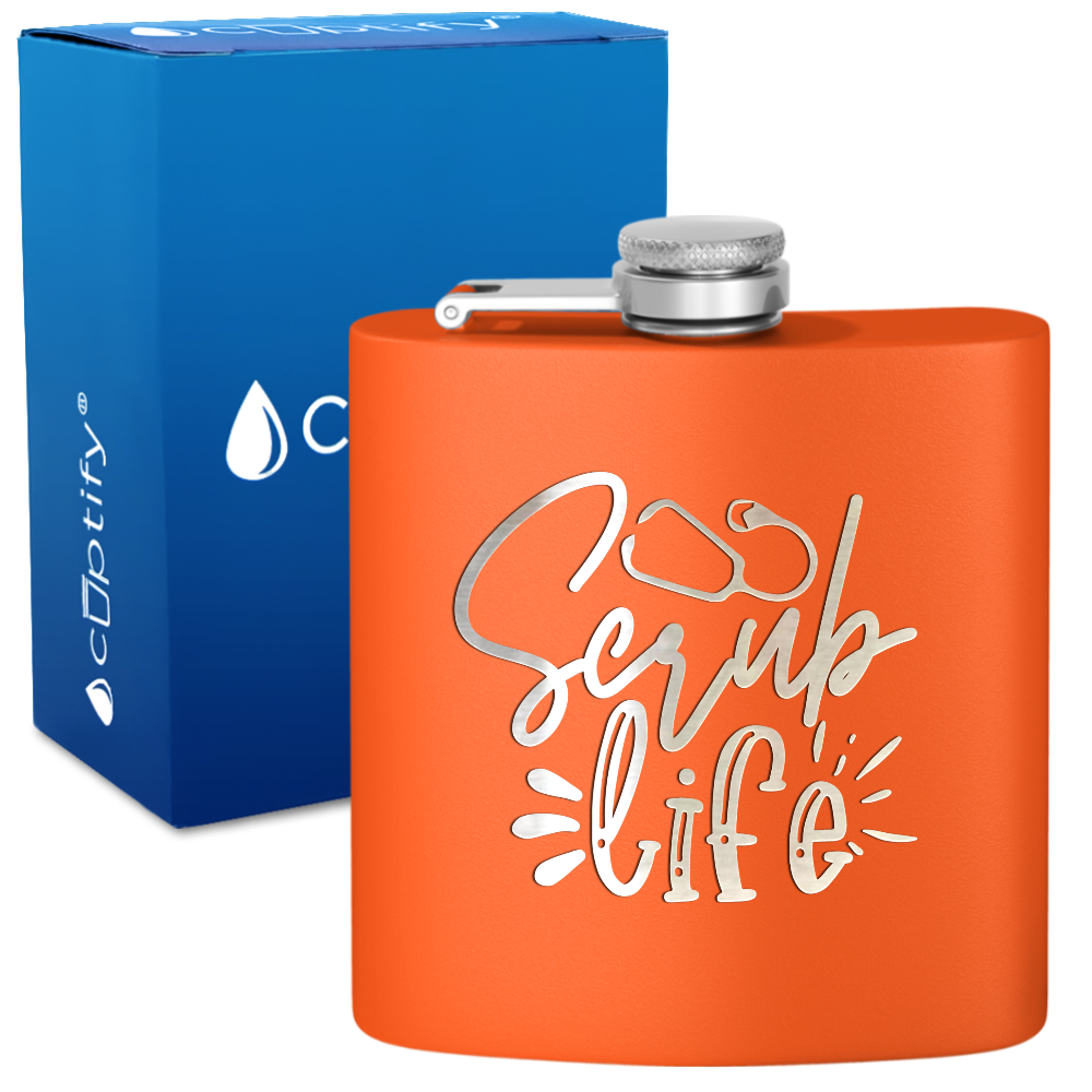 Scrub Life 6oz Stainless Steel Hip Flask