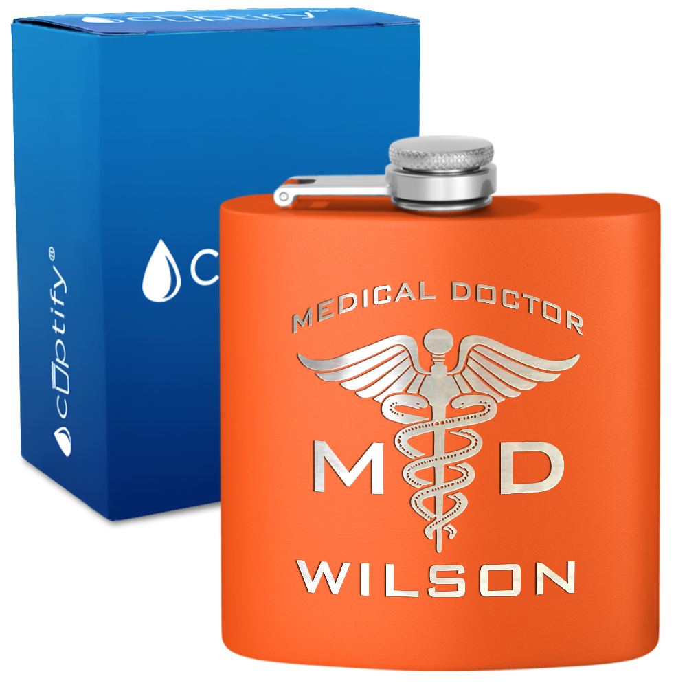 Personalized Medical Doctor 6oz Stainless Steel Hip Flask