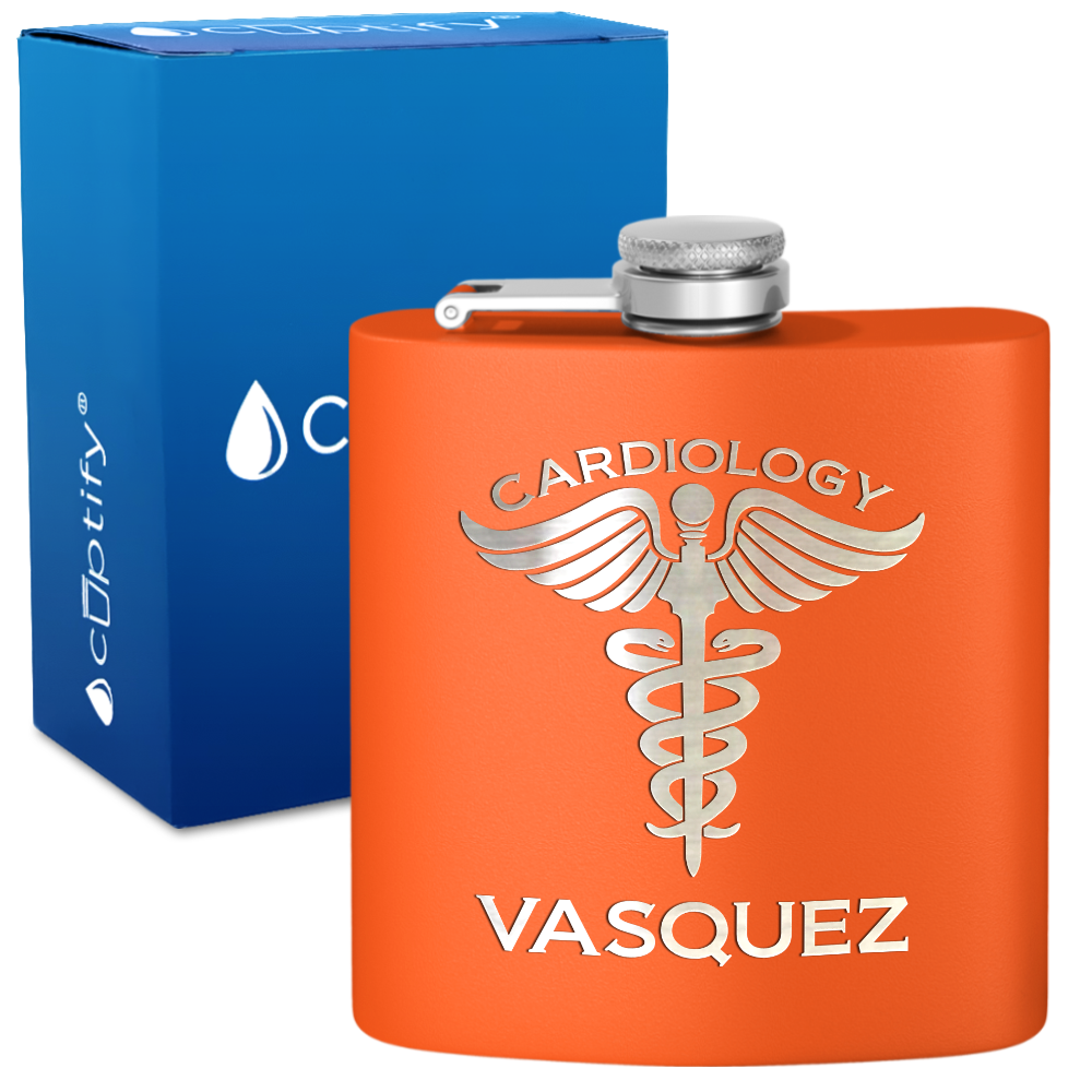 Personalized Cardiology 6oz Stainless Steel Hip Flask