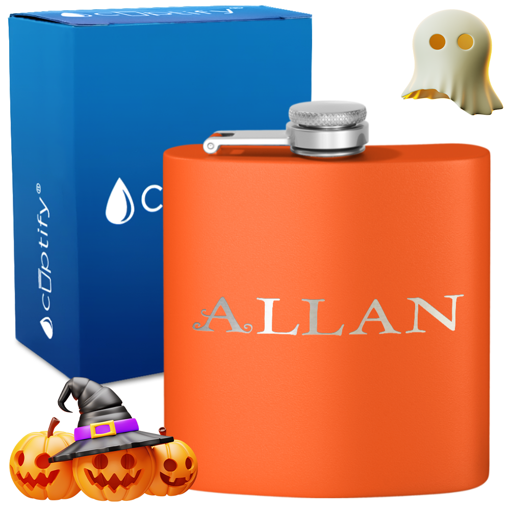 Personalized Eerie Halloween Font 6oz Hip Flask