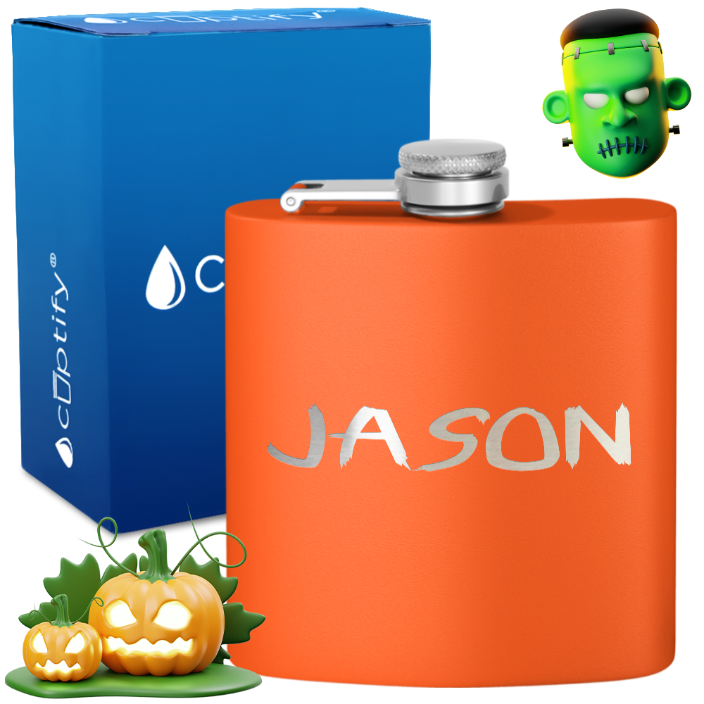 Personalized Scary Halloween Font 6oz Hip Flask