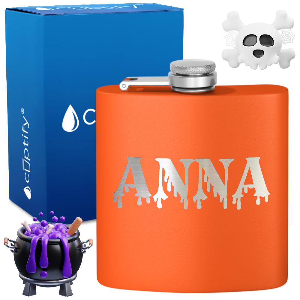 Personalized Bloody Halloween Font 6oz Hip Flask