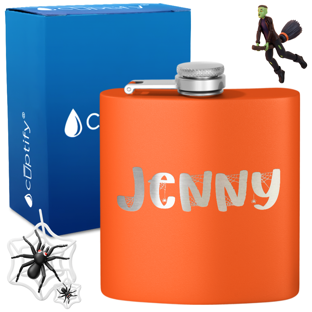 Personalized Spooky Halloween Font 6oz Hip Flask