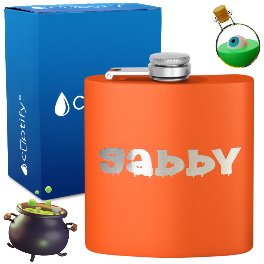Personalized Haunted Halloween Font 6oz Hip Flask