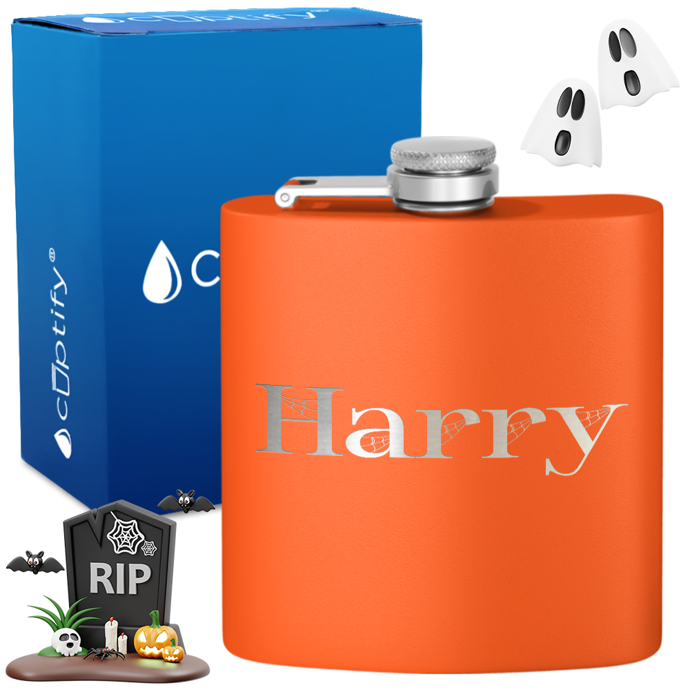 Personalized Wicked Halloween Font 6oz Hip Flask