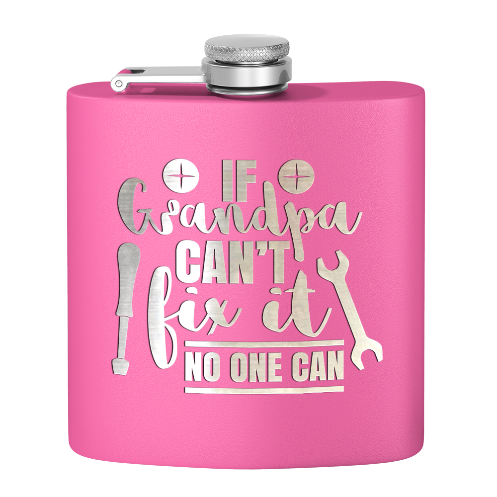 Grandpa Can Fix It 6 oz Stainless Steel Hip Flask
