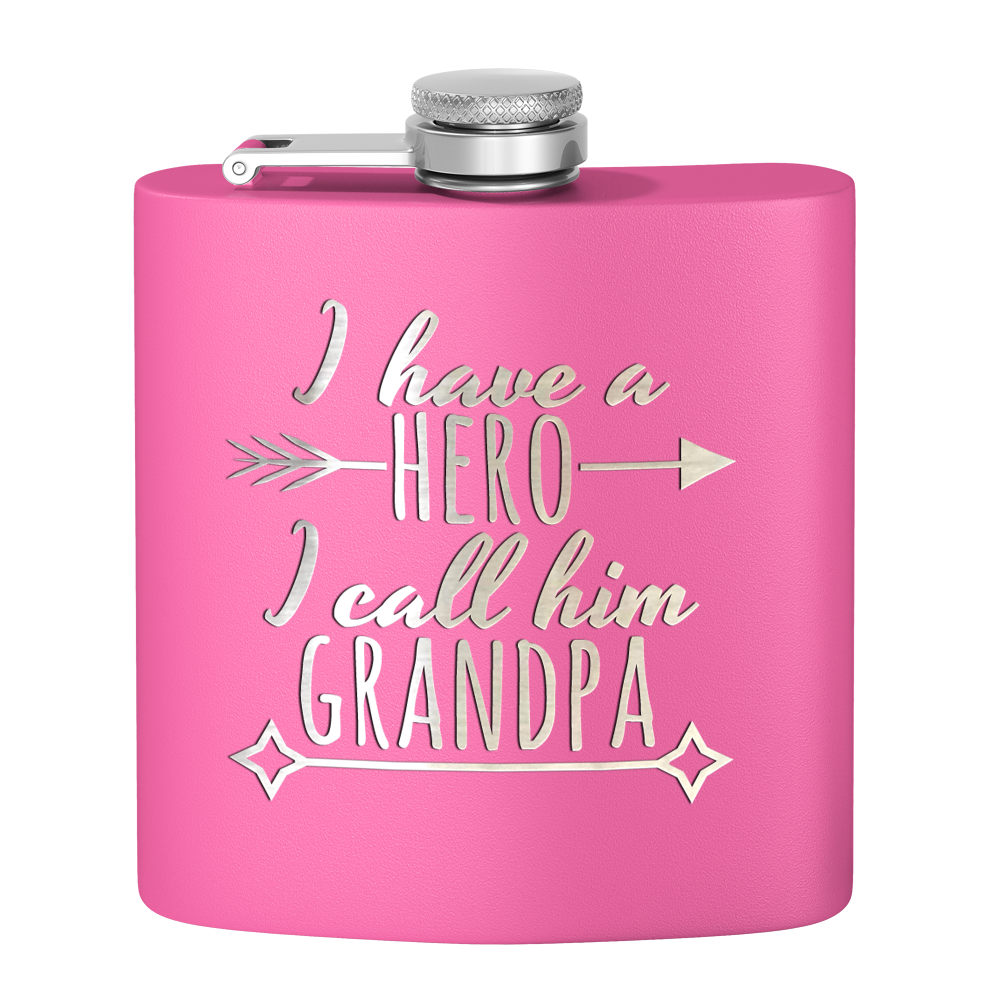 Grandpa Hero 6 oz Stainless Steel Hip Flask