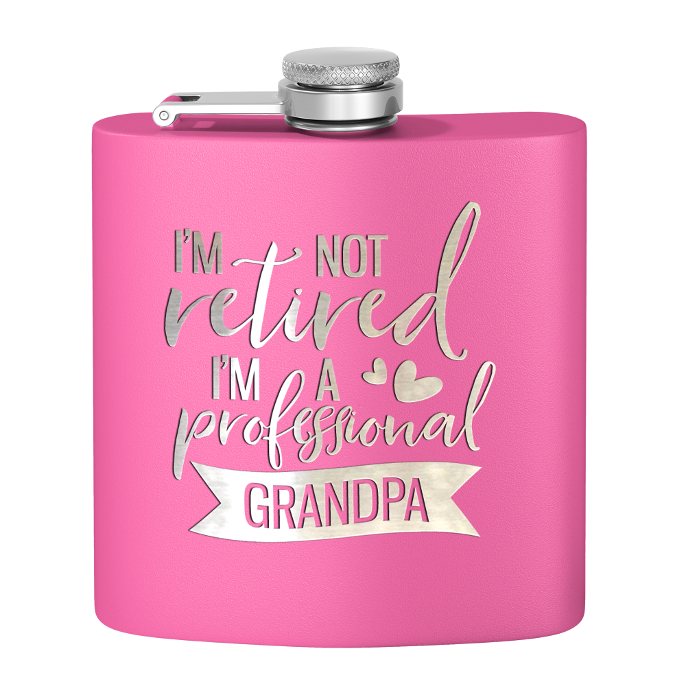 Professional Grandpa 6 oz Stainless Steel Hip Flask