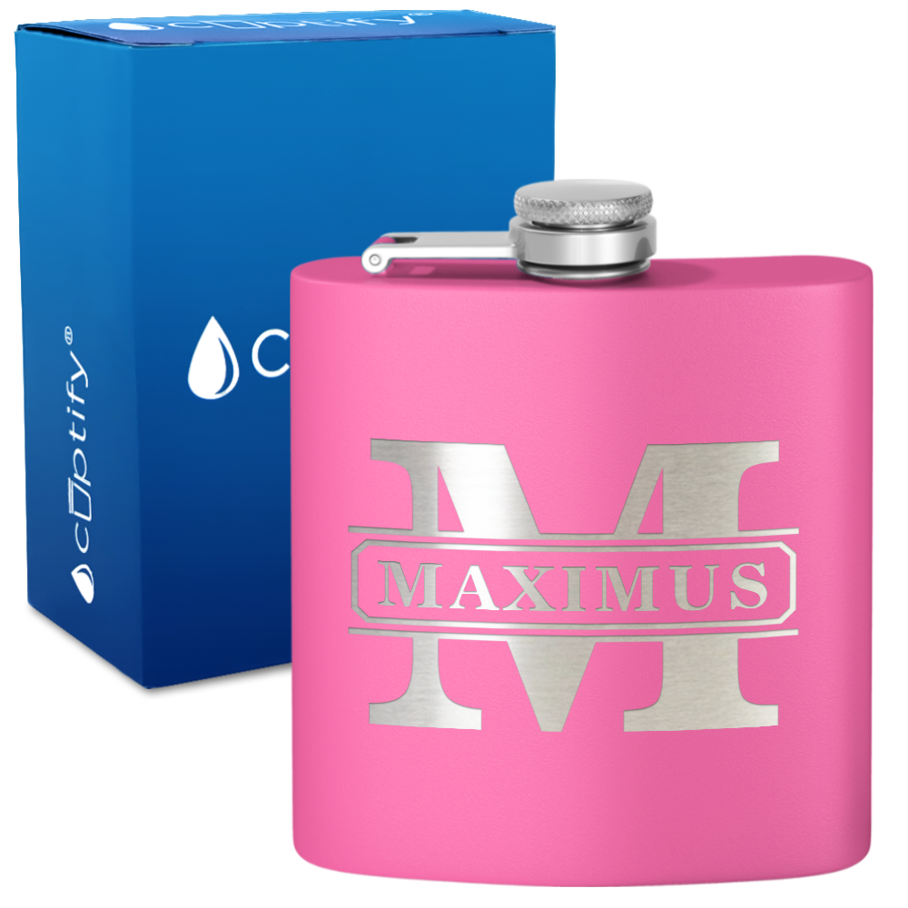 Personalized Vintage Block 6oz Hip Flask