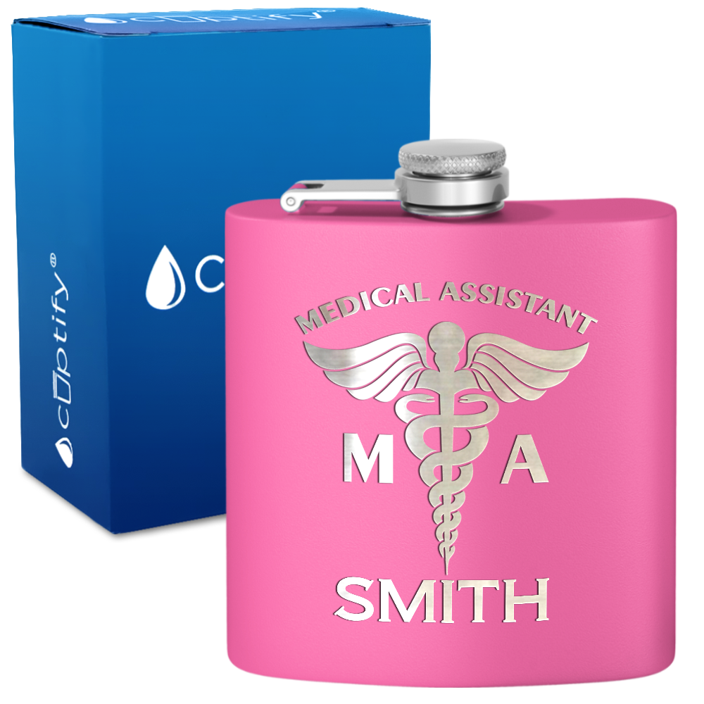 Personalized MA Medical Assistant 6oz Stainless Steel Hip Flask