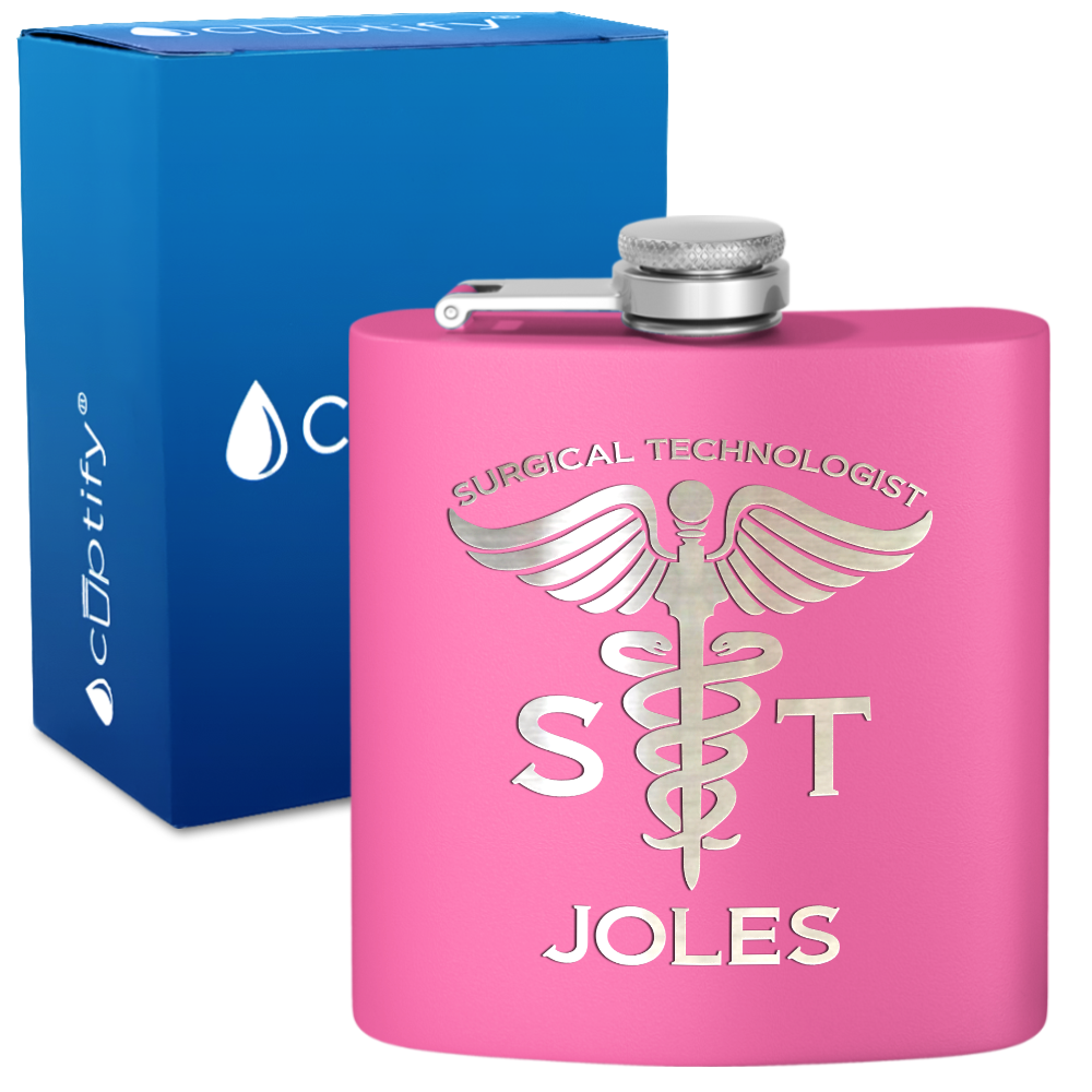Personalized ST Surgical Technologist 6oz Stainless Steel Hip Flask