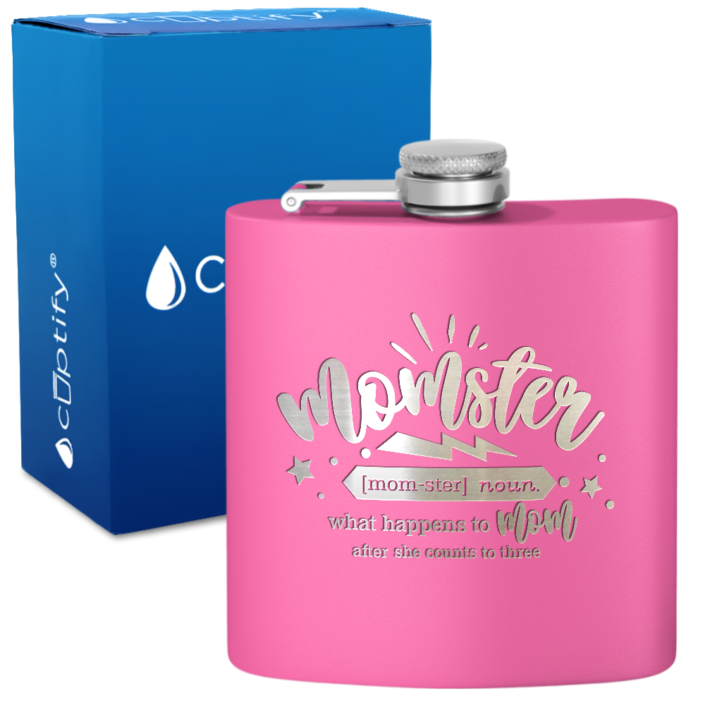 Momster 6 oz Stainless Steel Hip Flask