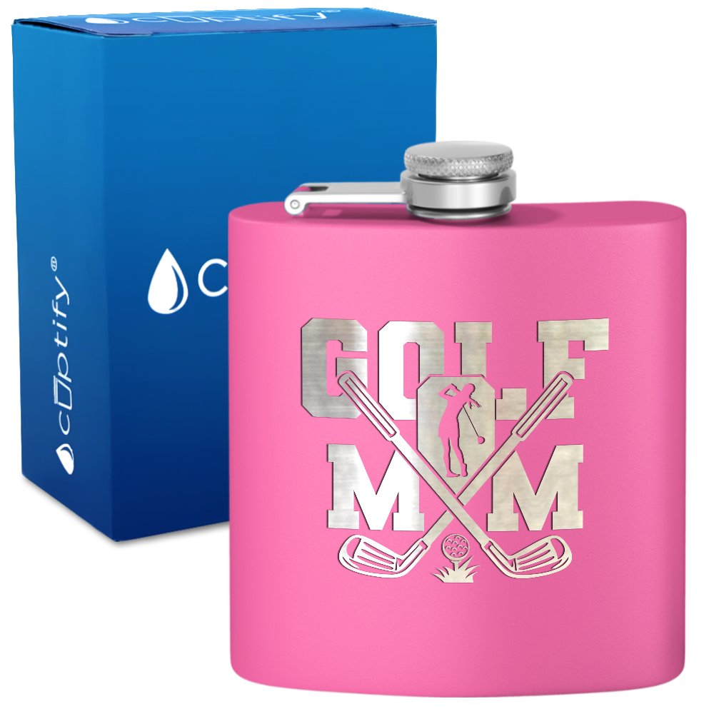 Golf Mom 6oz Stainless Steel Hip Flask