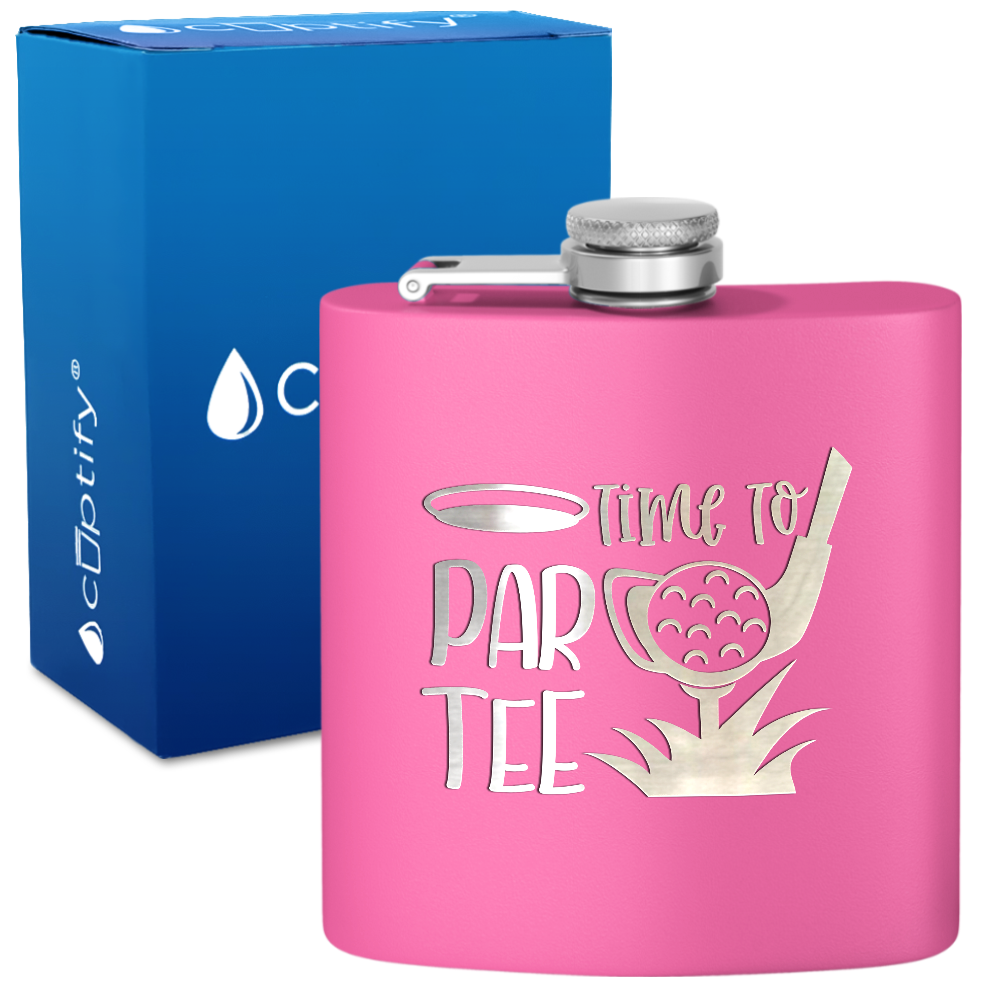 Golf Time to Par-tee 6oz Stainless Steel Hip Flask