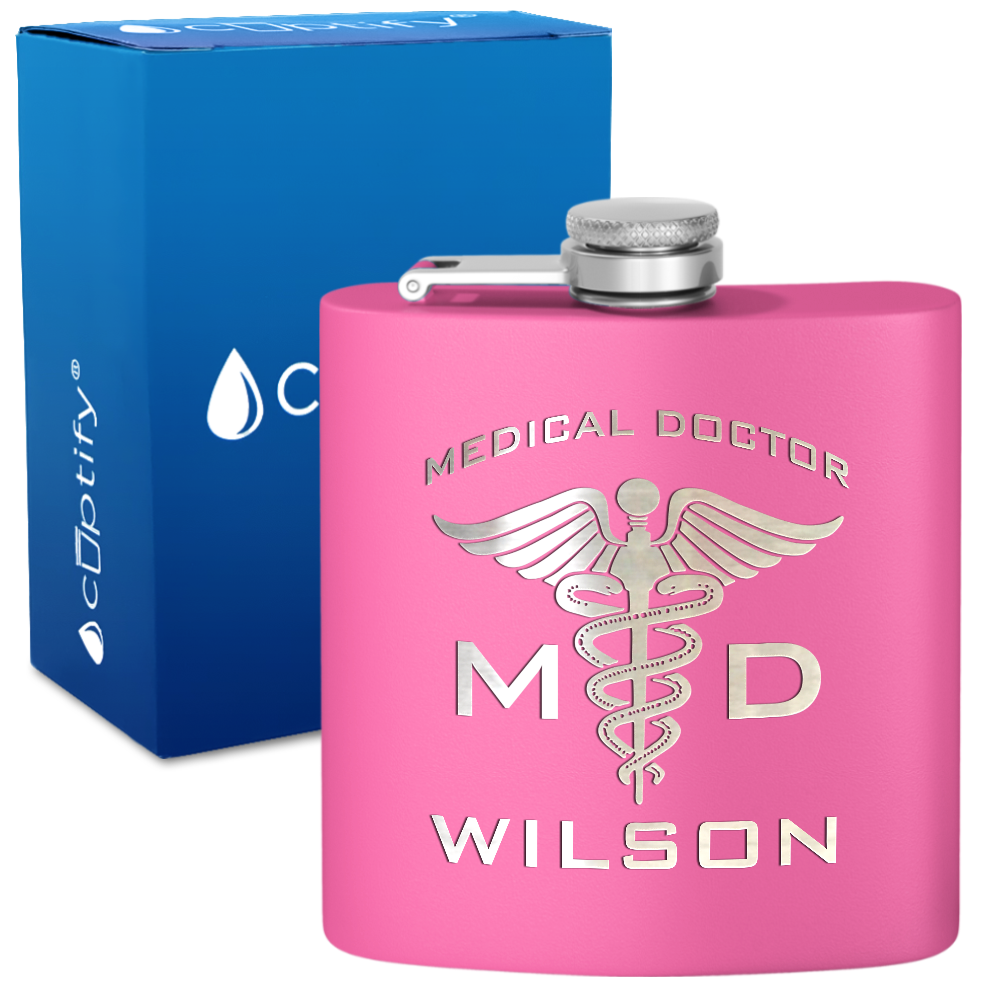 Personalized Medical Doctor 6oz Stainless Steel Hip Flask