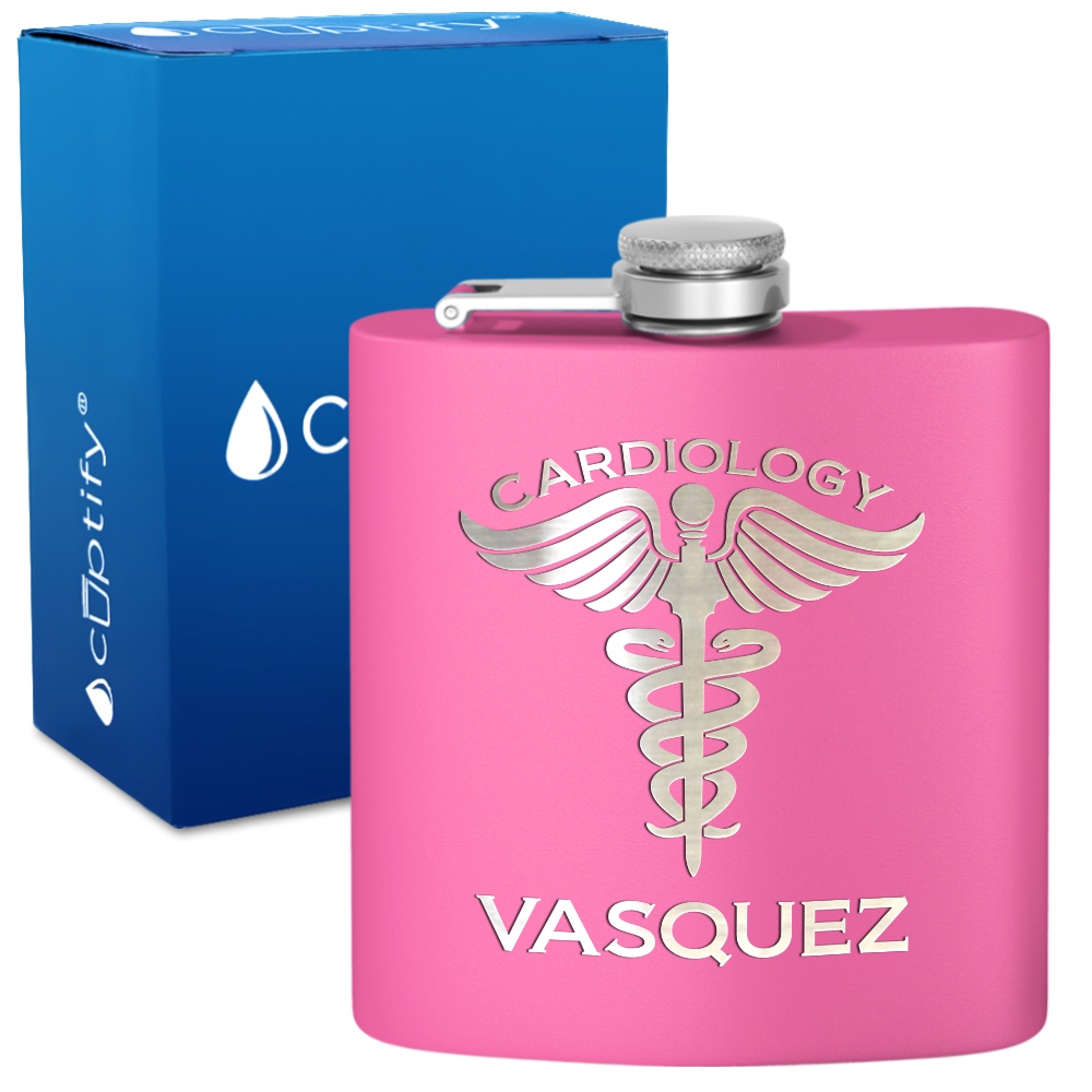 Personalized Cardiology 6oz Stainless Steel Hip Flask