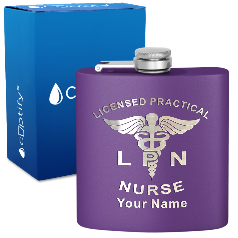 Personalized LPN Licensed Practical Nurse 6oz Stainless Steel Hip Flask