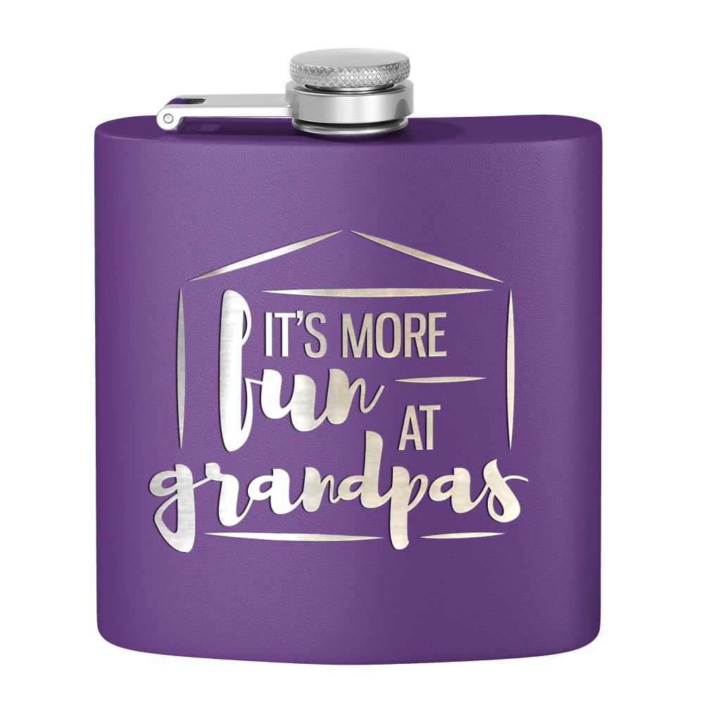 Fun At Grandpas 6 oz Stainless Steel Hip Flask