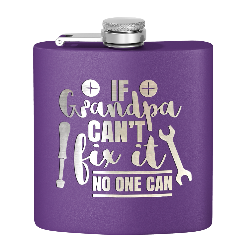 Grandpa Can Fix It 6 oz Stainless Steel Hip Flask