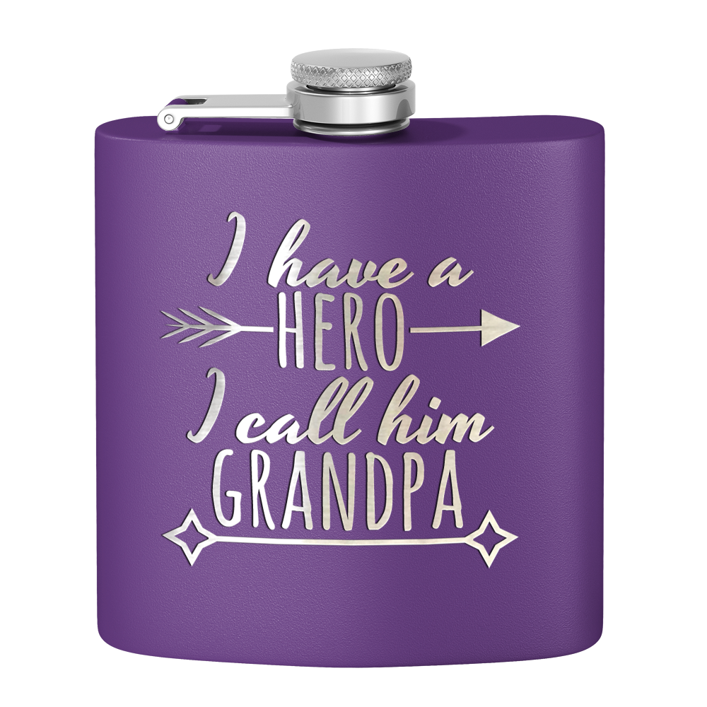 Grandpa Hero 6 oz Stainless Steel Hip Flask