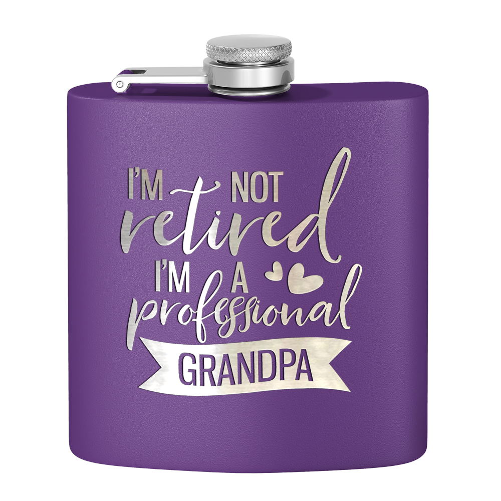 Professional Grandpa 6 oz Stainless Steel Hip Flask