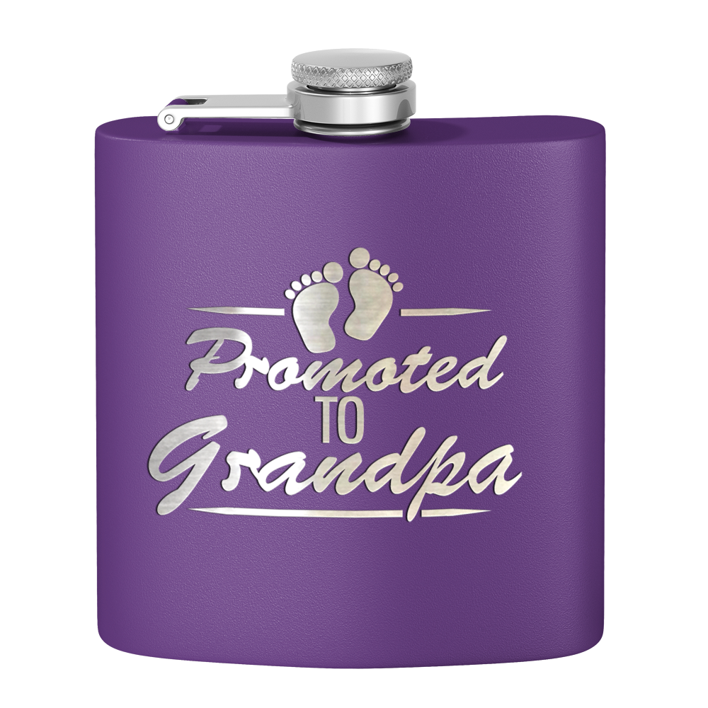 Promoted to Grandpa 6 oz Stainless Steel Hip Flask