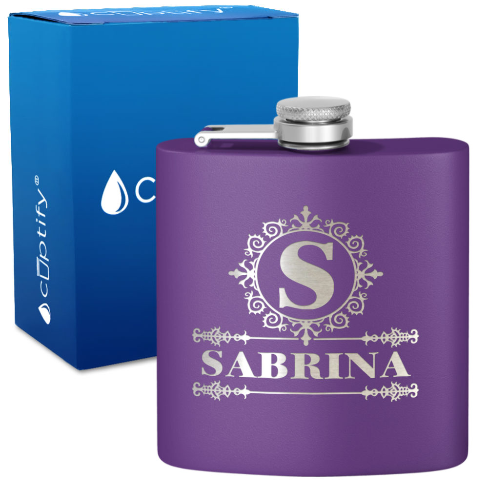 Personalized Ultramodern Initial and Name 6oz Hip Flask