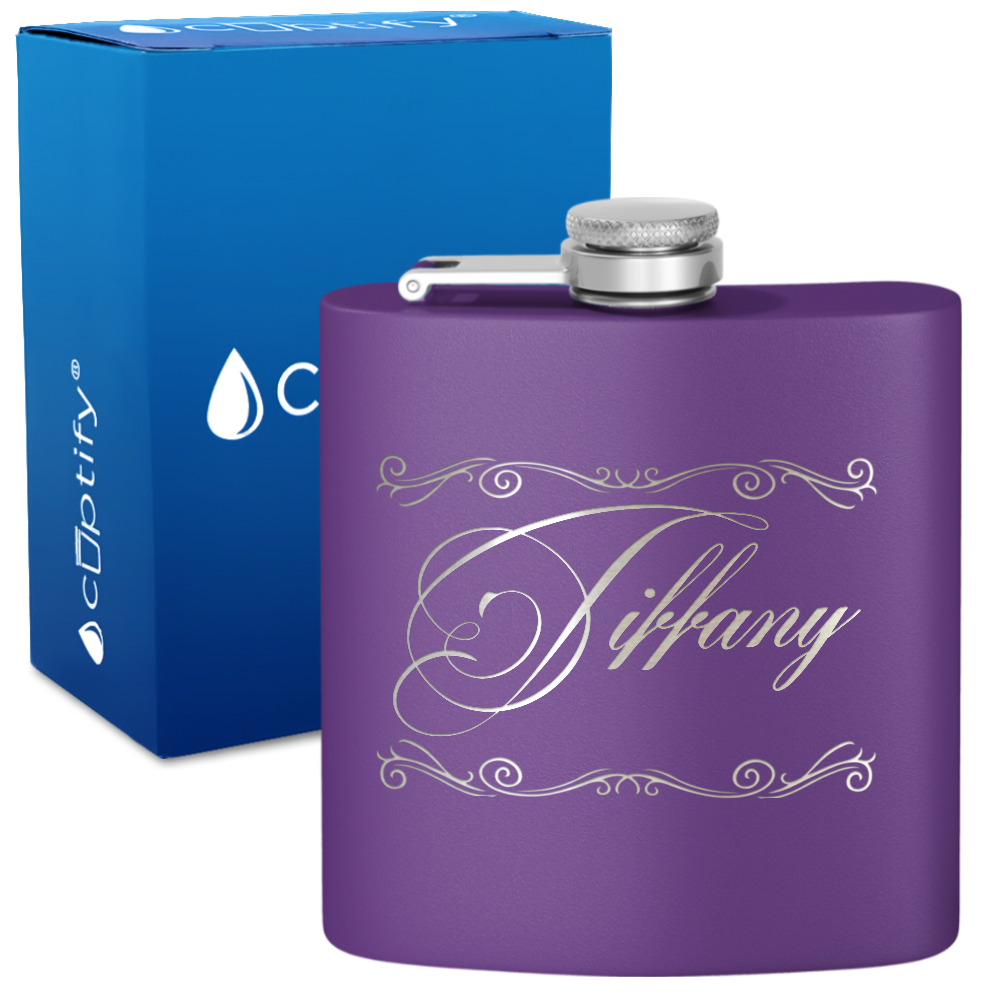 Personalized Scroll Script 6oz Hip Flask