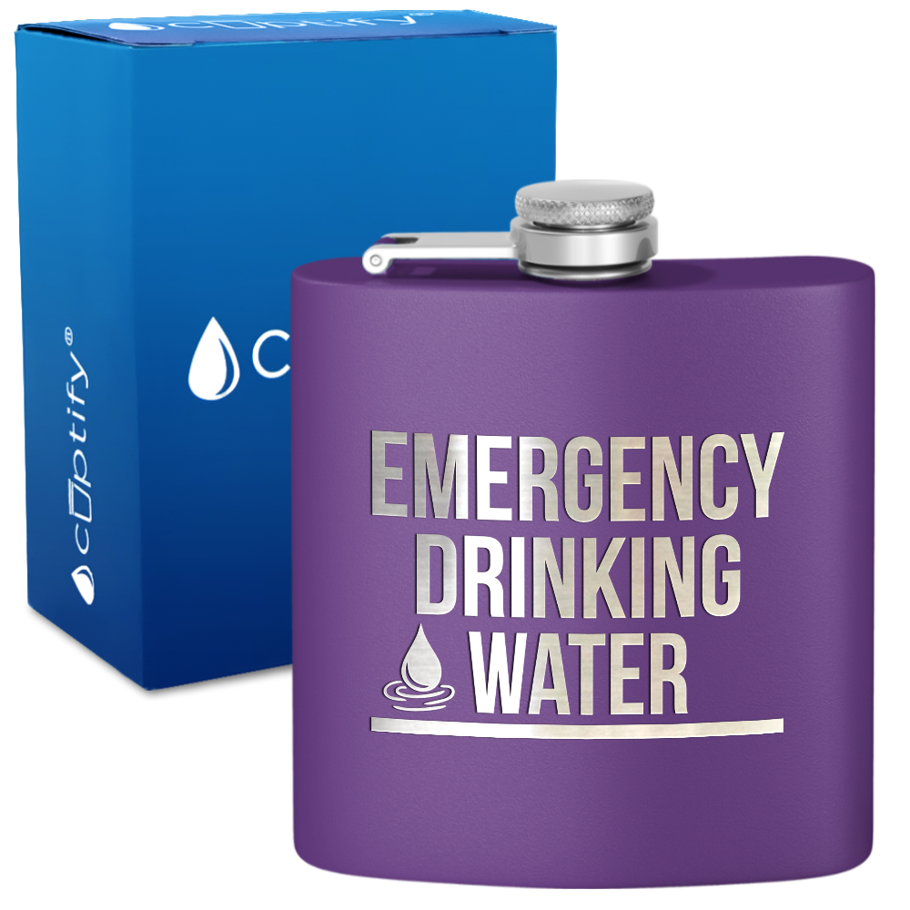 Emergency Drinking Water 6 oz Stainless Steel Hip Flask