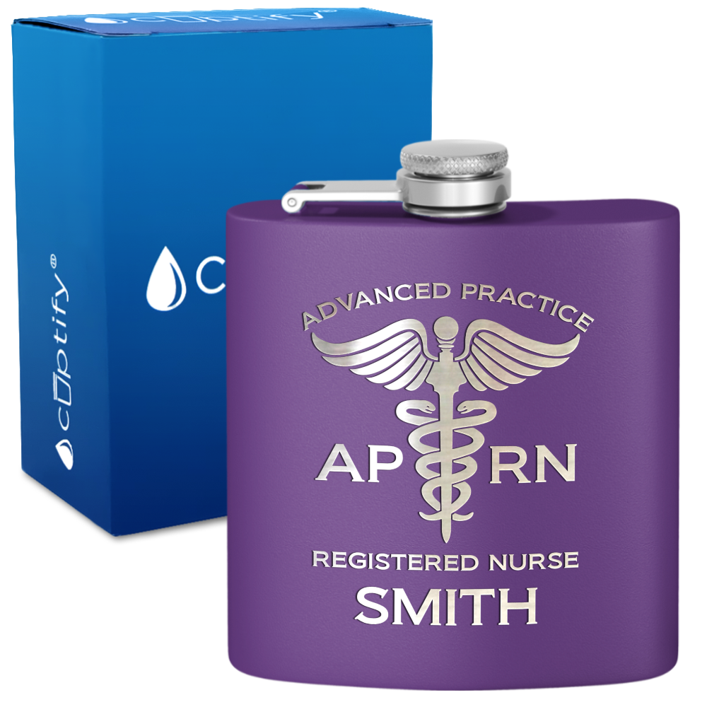 Personalized APRN Advanced Practice Registered Nurse 6oz Stainless Steel Hip Flask
