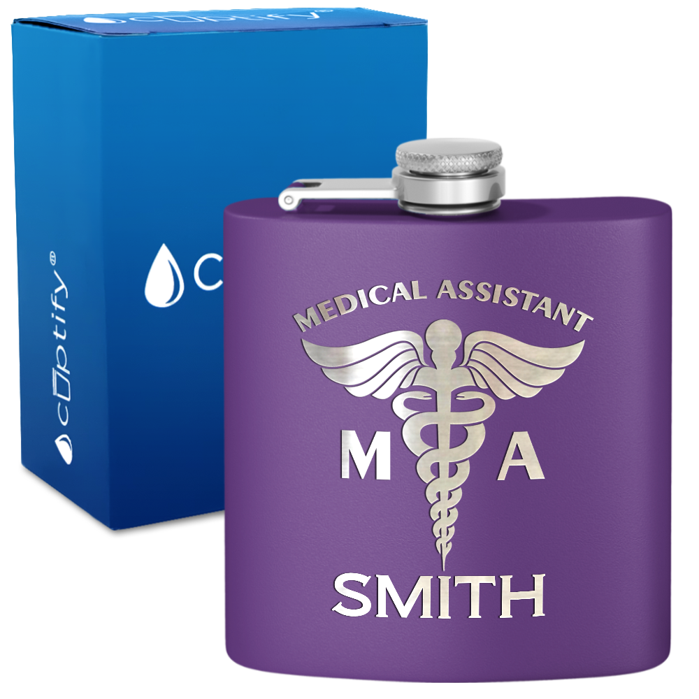 Personalized MA Medical Assistant 6oz Stainless Steel Hip Flask