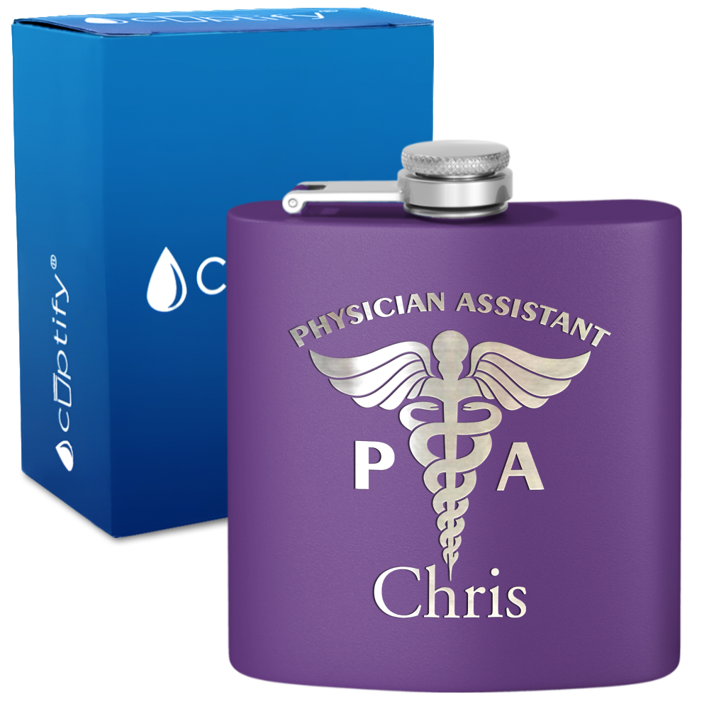 Personalized PA Physician Assistant 6oz Stainless Steel Hip Flask