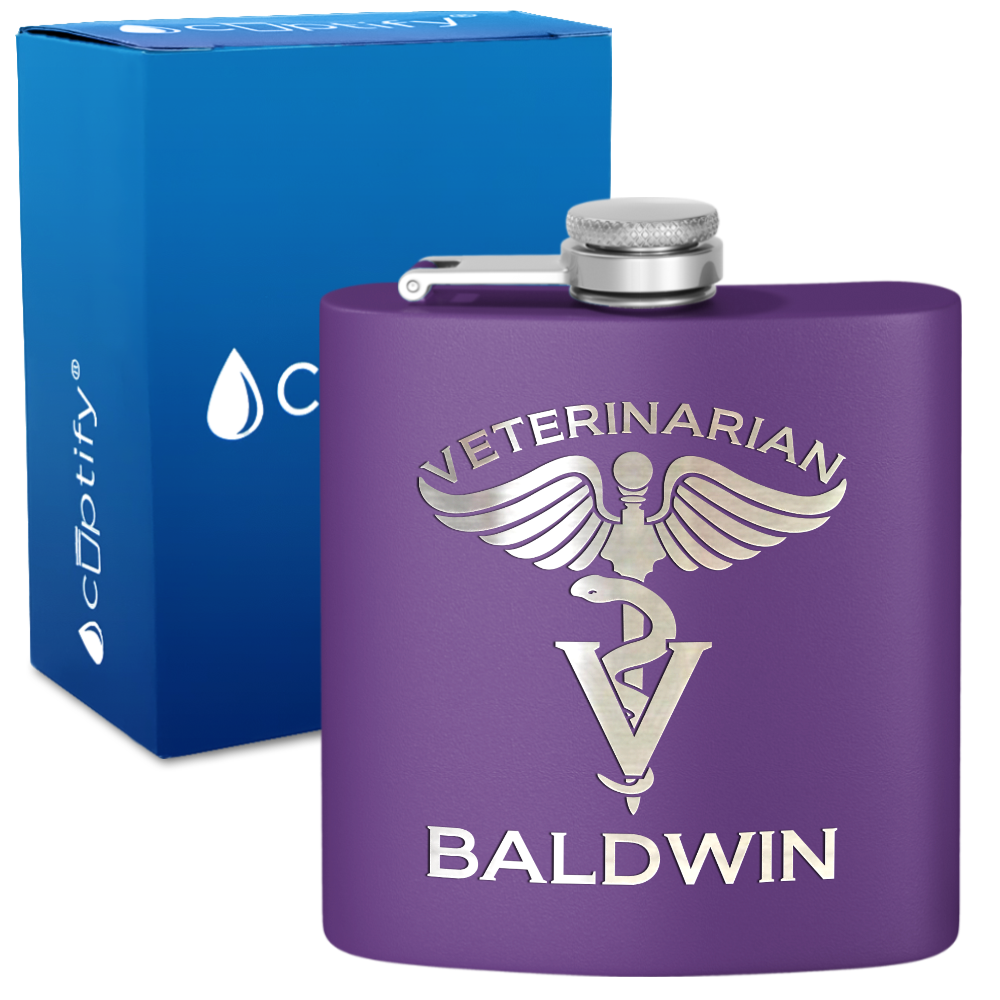 Personalized Veterinarian 6oz Stainless Steel Hip Flask